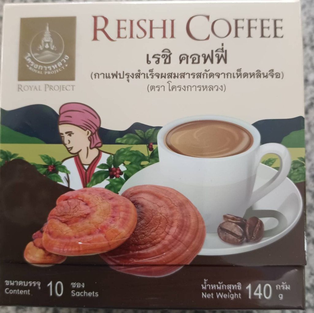 R34232 เรชิ คอฟฟี่ กาแฟปรุงสำเร็จผสมสารสกัดจากเห็ดหลินจือ 140กรัม